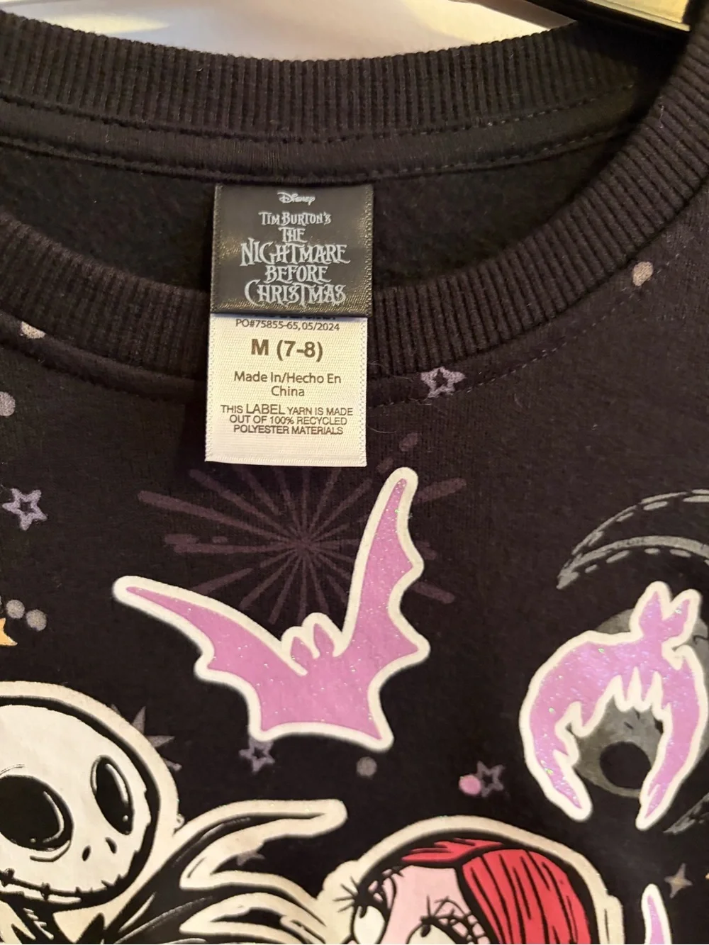 The Nightmare Before Christmas Jack & Sally Graphic Sweatshirt -  Girls size 7/8